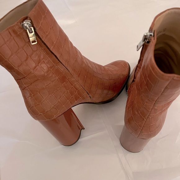 Brielle Croc-Embossed Leather Ankle Boots - Picture 3 of 6